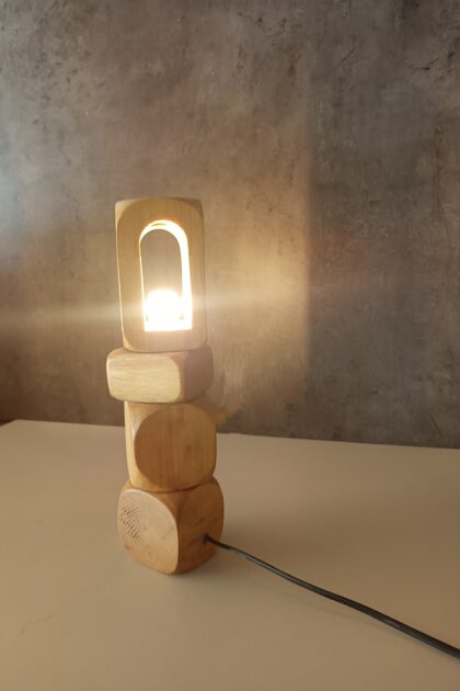 Lampe 3D en bois, effet de relief